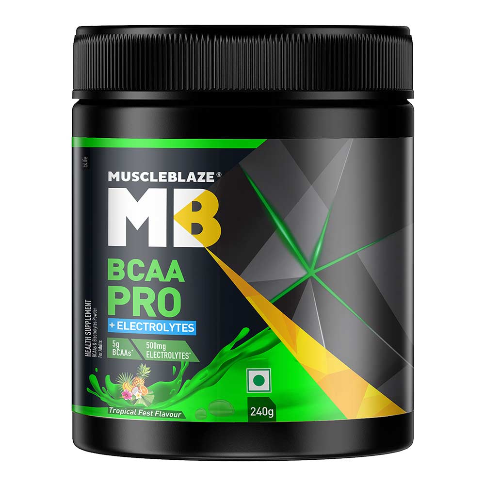 prd_3479187-MuscleBlaze-BCAA-Pro-Essential-Amino-Acids-0.53-lb-30-Servings-Tropical-Fest_o.jpg MuscleBlaze BCAA Pro Essential Amino Acids | 240 g | 30 Servings | MB BCCA