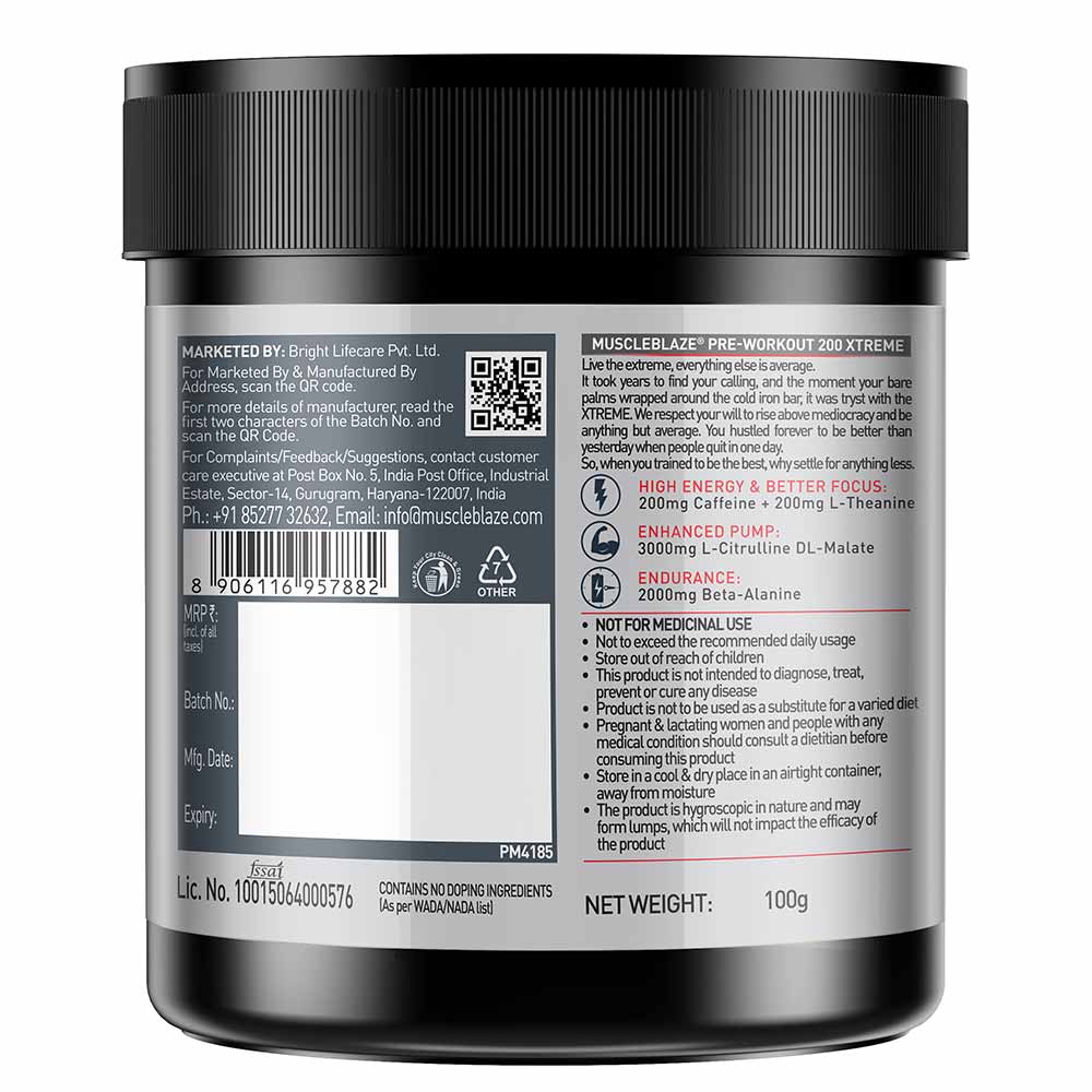 prd_3779885-MuscleBlaze-PRE-Workout-200-Xtreme-0.22-lb-Fruit-Punch_o.jpg MuscleBlaze PRE Workout 200 Xtreme | 100g | 15 Servings | MB Pre-workout - Image 6