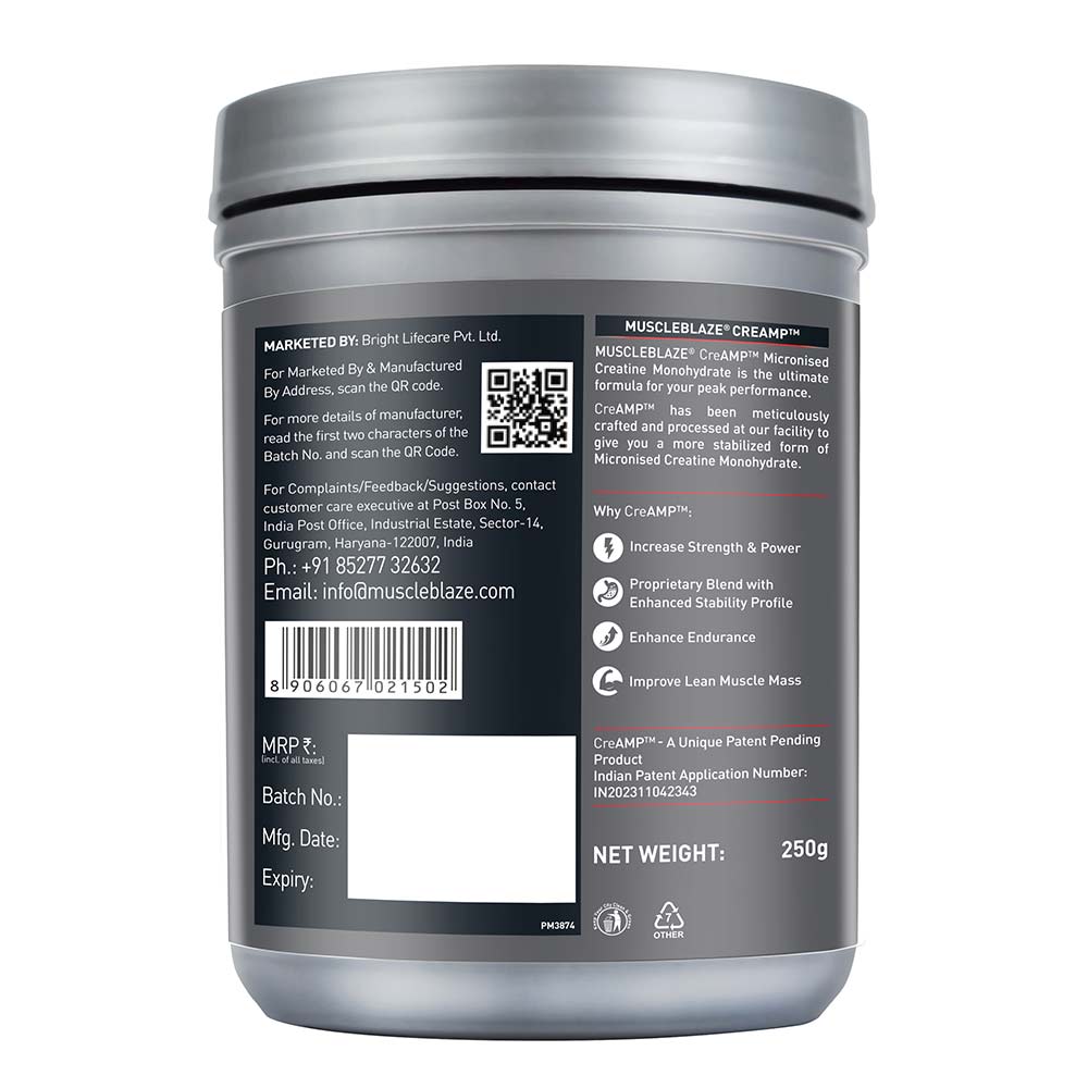 prd_3996393-MuscleBlaze-Creatine-Monohydrate-CreAMP-0.55-lb-Unflavoured_o.jpg MuscleBlaze Creatine Monohydrate CreAMP | 250g | 80 Servings | MB Creatine - Image 12