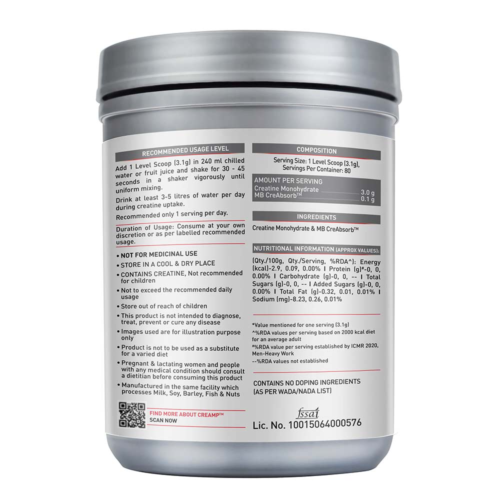prd_3996395-MuscleBlaze-Creatine-Monohydrate-CreAMP-0.55-lb-Unflavoured_o.jpg MuscleBlaze Creatine Monohydrate CreAMP | 250g | 80 Servings | MB Creatine - Image 11