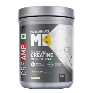 MuscleBlaze Creatine Monohydrate CreAMP | 250g | 80 Servings | MB Creatine
