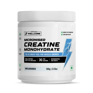 wellcore micronised creatine monohydrate | 100g | 33 servings | wellcore creatine
