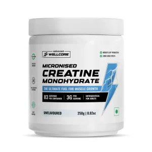 wellcore micronised creatine monohydrate | 250g | 83 servings | wellcore creatine